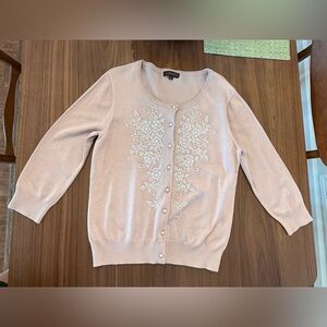 💖 Blush Cardigan with Floral Beaded Embroidery